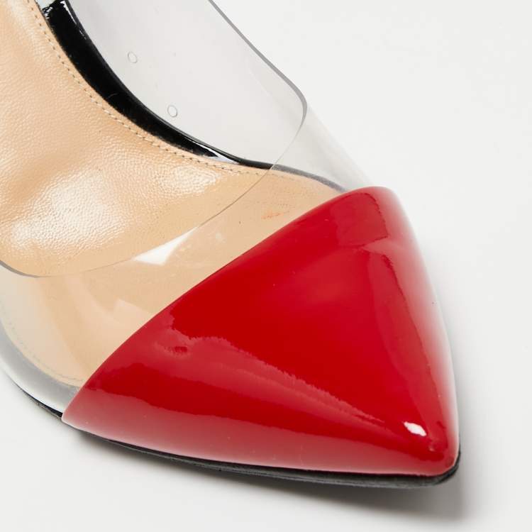 مملوكة مسبقًا Gianvito Rossi Black/Red Patent Leather and PVC Plexi Pumps Size 38.5