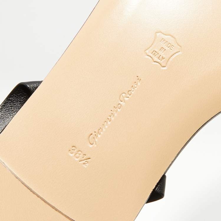 Pre Owned Gianvito Rossi Black Leather Lace-Up Gladiator Flat Sandals Size 38.5