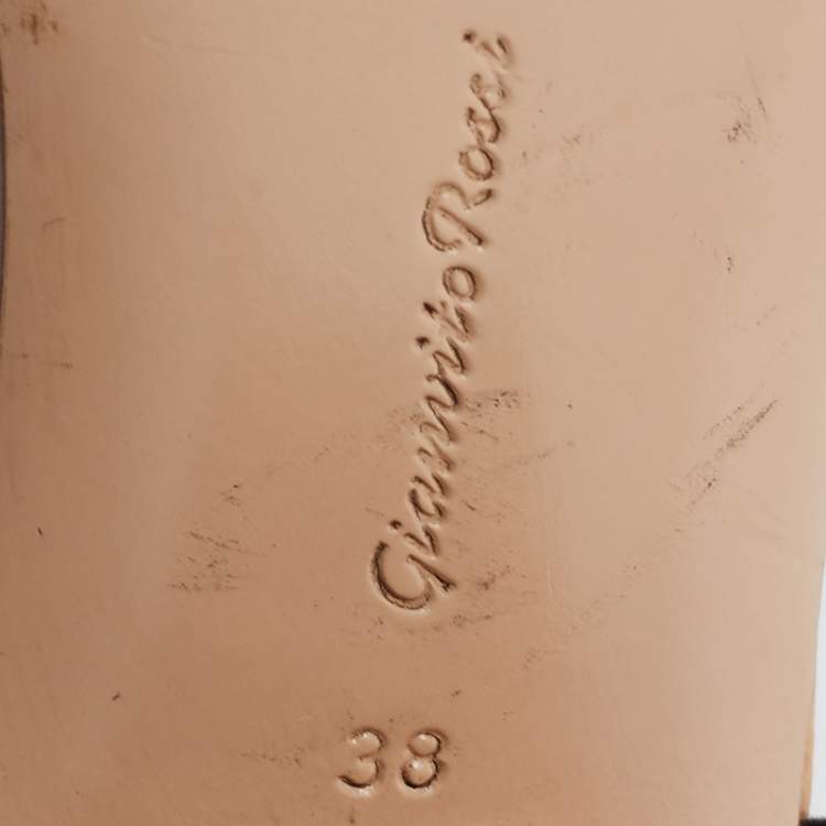 Pre Owned Gianvito Rossi Black Suede Ankle Strap Cork Heel Sandals Size 38  