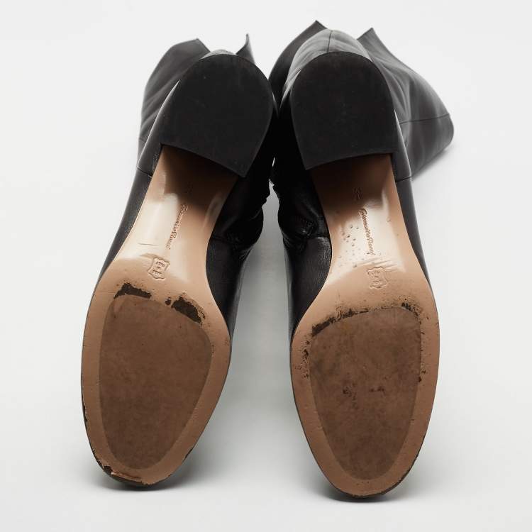 Pre Owned Gianvito Rossi Black Leather Over The Knee Boots Size 37.5