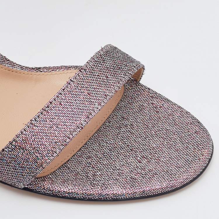Pre Owned Gianvito Rossi Multicolor Metallic Lurex Fabric Ankle Strap Sandals Size 39