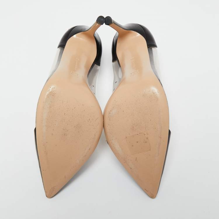 Pre Owned Gianvito Rossi Black Leather and PVC Plexi Pumps Size 39