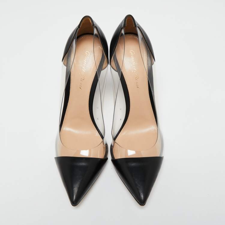 Pre Owned Gianvito Rossi Black Leather and PVC Plexi Pumps Size 39