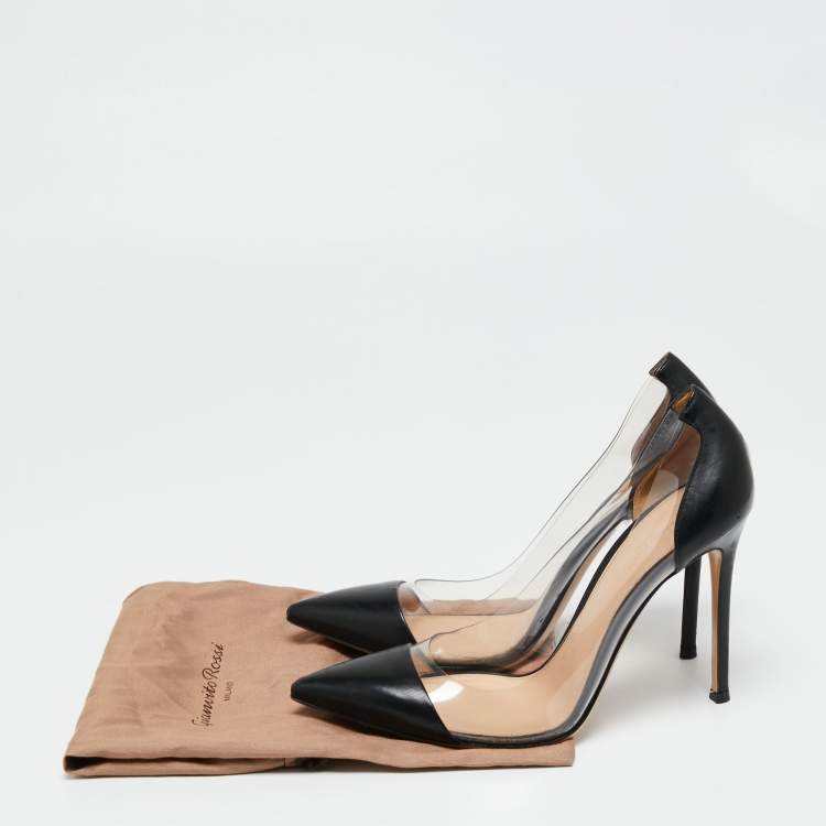 Pre Owned Gianvito Rossi Black Leather and PVC Plexi Pumps Size 39