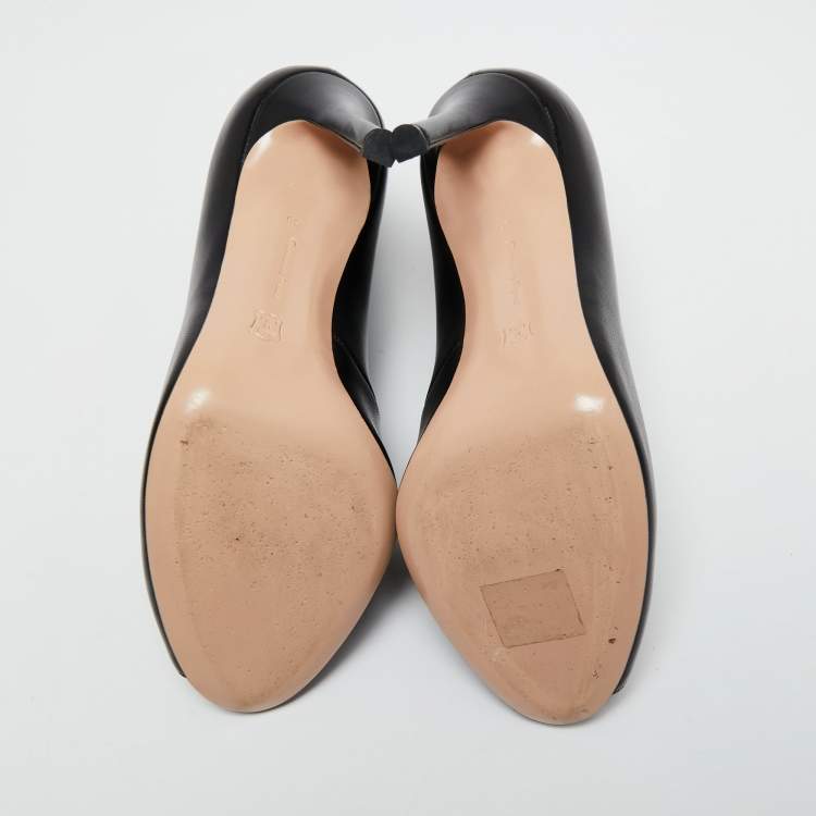 Pre Owned Gianvito Rossi Black Leather Vamp Booties Size 36