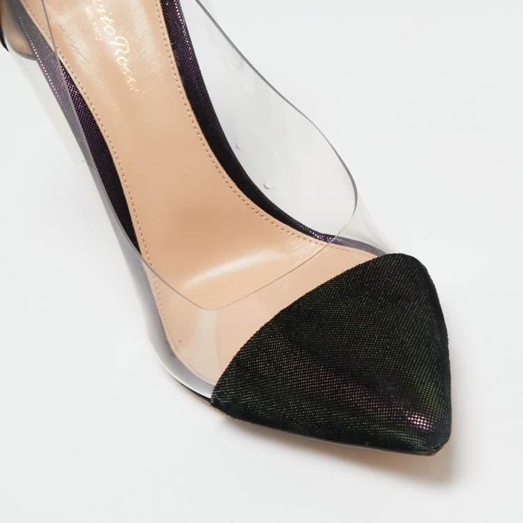 Pre Owned Gianvito Rossi Two-Tone Laminated Suede and PVC Plexi Pumps Size 40