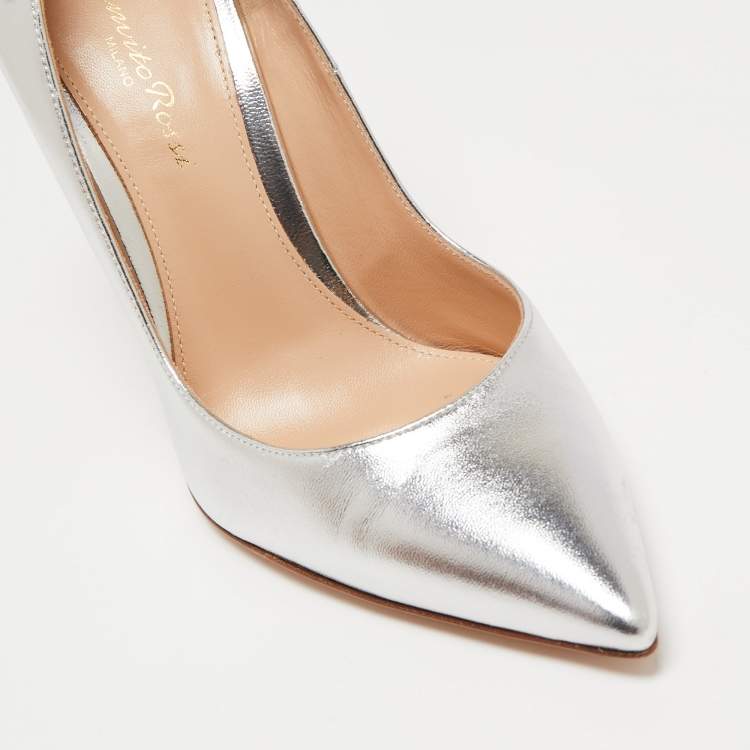 Pre Owned Gianvito Rossi Silver Leather Gianvito  Pumps  Size 36