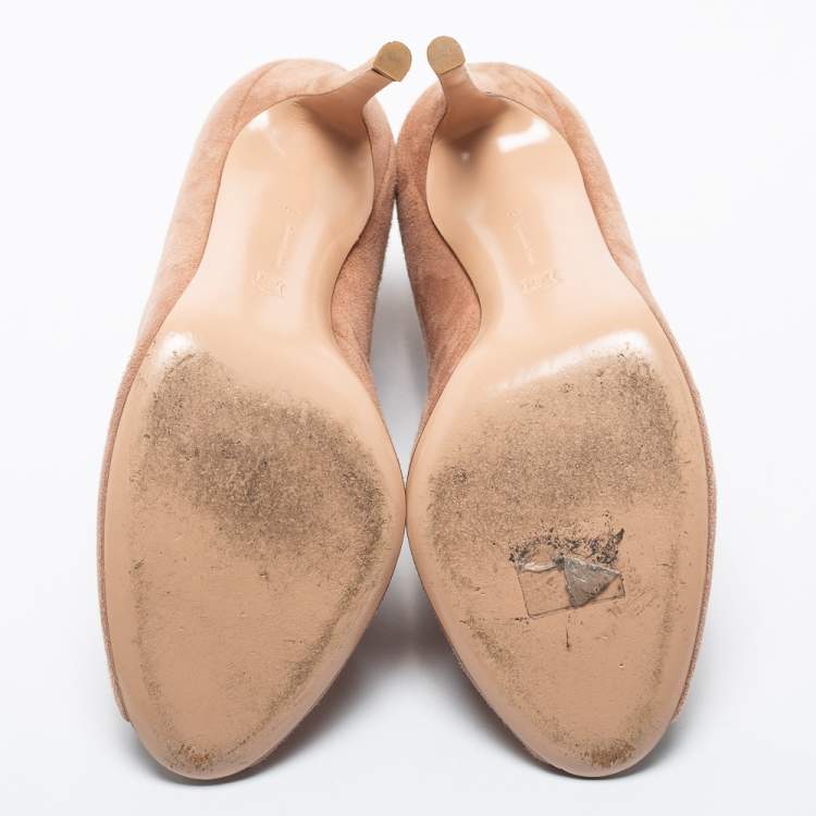 Pre Owned Gianvito Rossi Pink Suede Vamp Booties Size 40