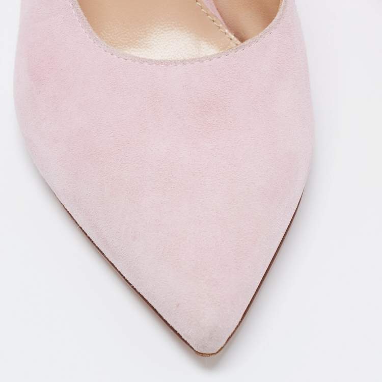 Pre Owned Gianvito Rossi Pink Suede Pointed Toe Mules Size 34