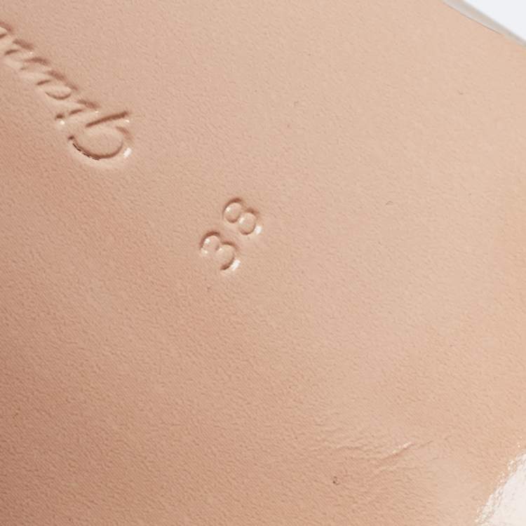 Pre Owned Gianvito Rossi Beige Patent Leather Slingback Sandals Size 38