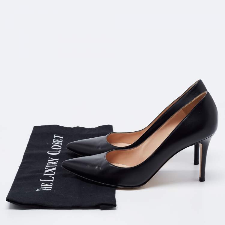 Pre Owned Gianvito Rossi Black Leather Pointed Toe Pumps Size 39