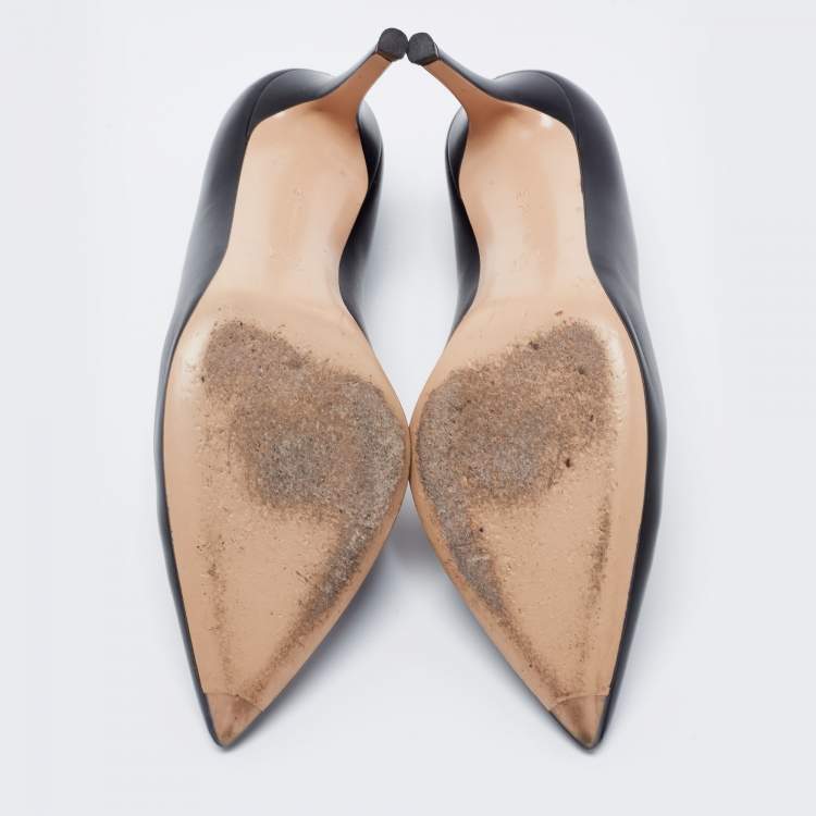 Pre Owned Gianvito Rossi Black Leather Pointed Toe Pumps Size 39