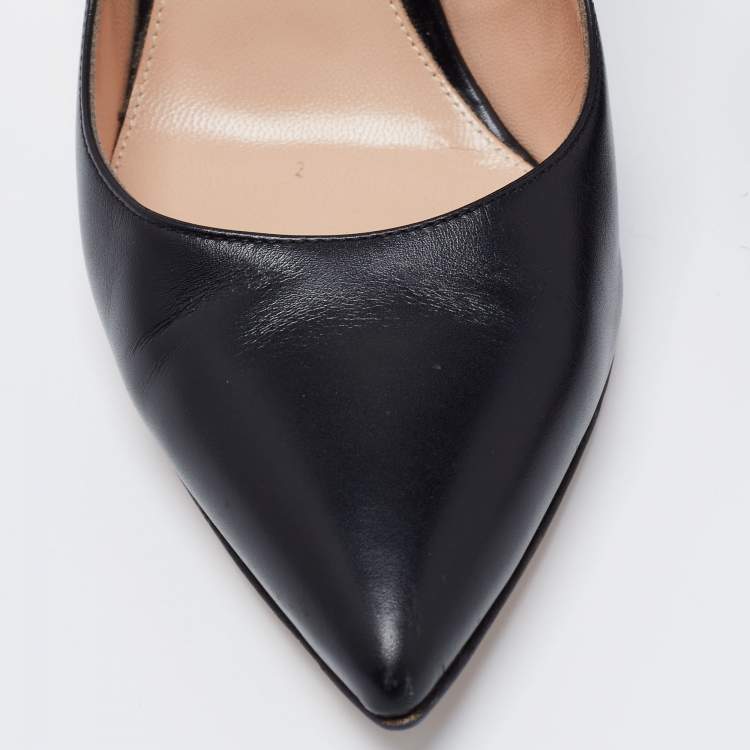 Pre Owned Gianvito Rossi Black Leather Pointed Toe Pumps Size 39