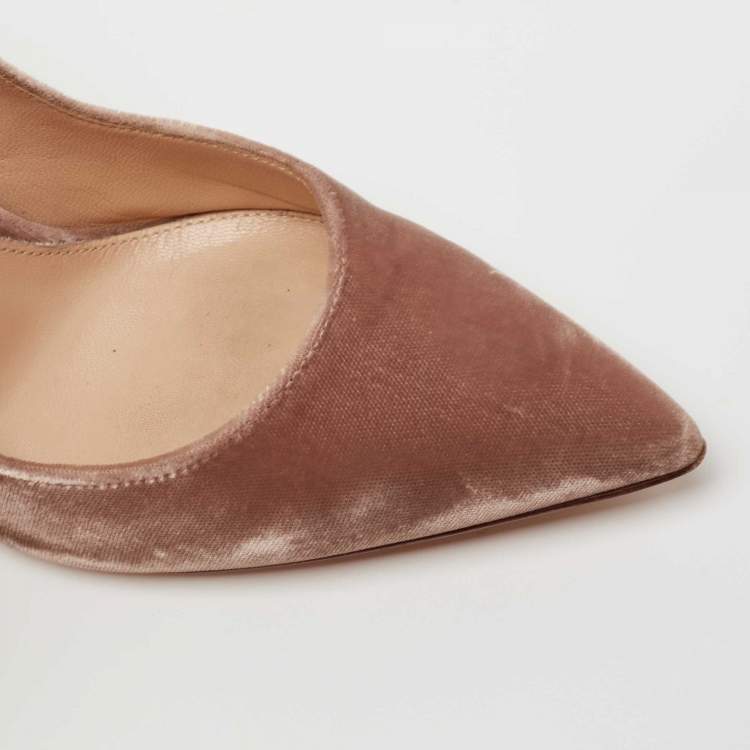Pre Owned Gianvito Rossi Brown Velvet Pointed Toe Pumps Size 37.5 