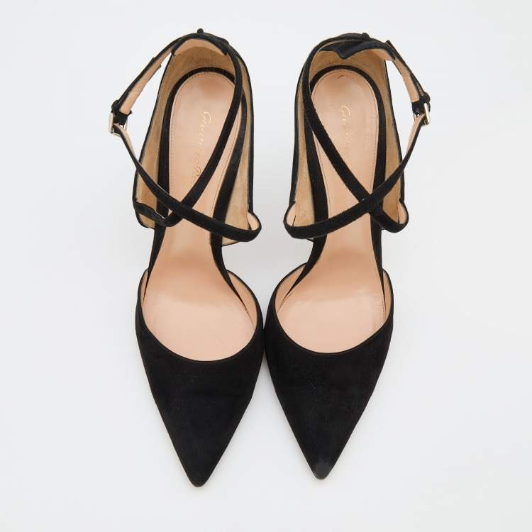 Pre Owned Gianvito Rossi Black Suede Criss Cross Pumps Size 42