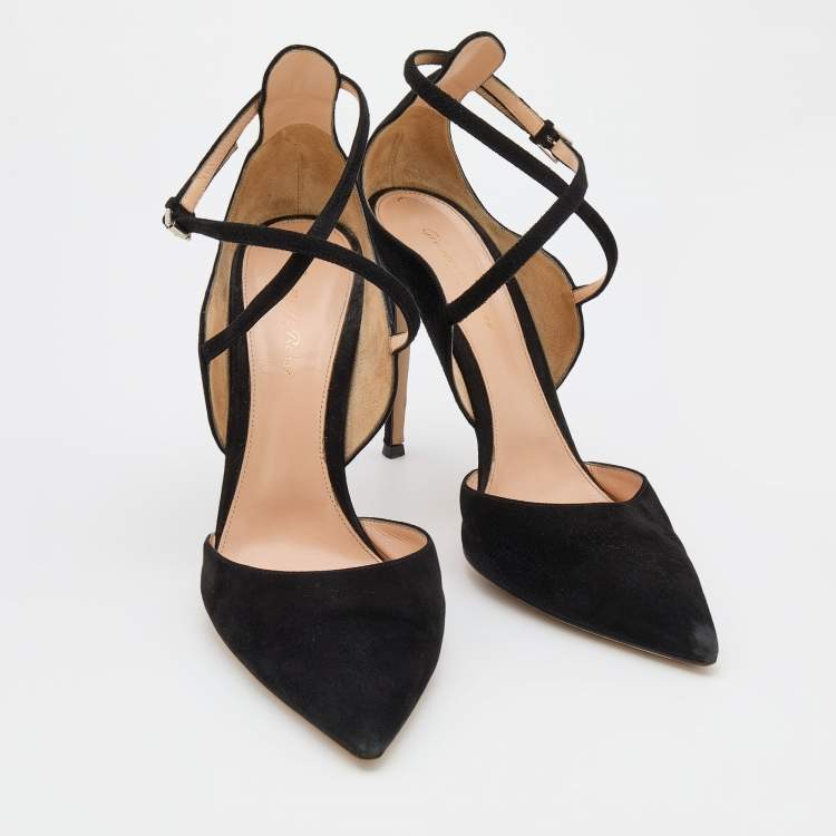 Pre Owned Gianvito Rossi Black Suede Criss Cross Pumps Size 42