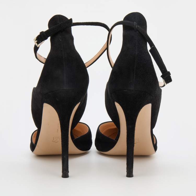 Pre Owned Gianvito Rossi Black Suede Criss Cross Pumps Size 42