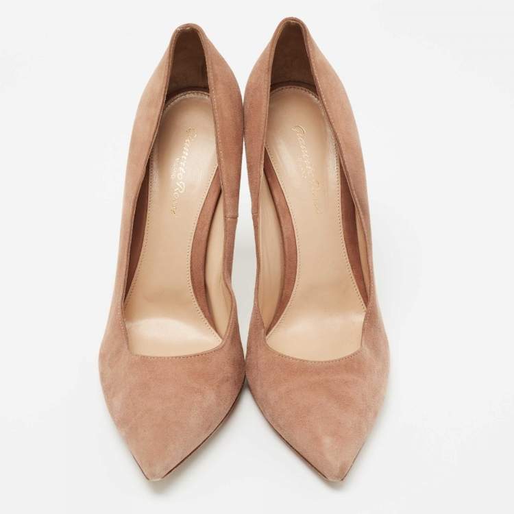 Pre Owned Gianvito Rossi Beige Suede Gianvito Pointed Toe Pumps Size 41