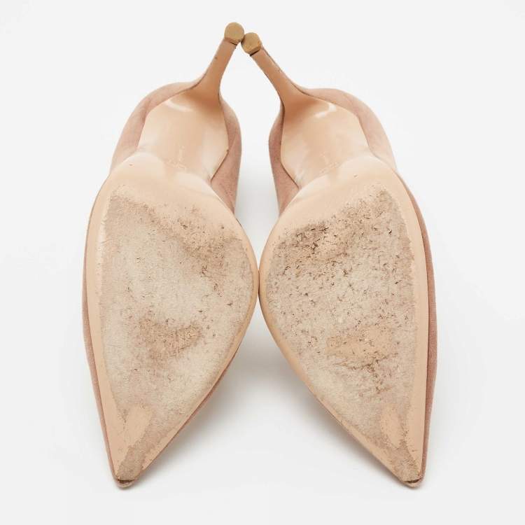 Pre Owned Gianvito Rossi Beige Suede Gianvito Pointed Toe Pumps Size 41