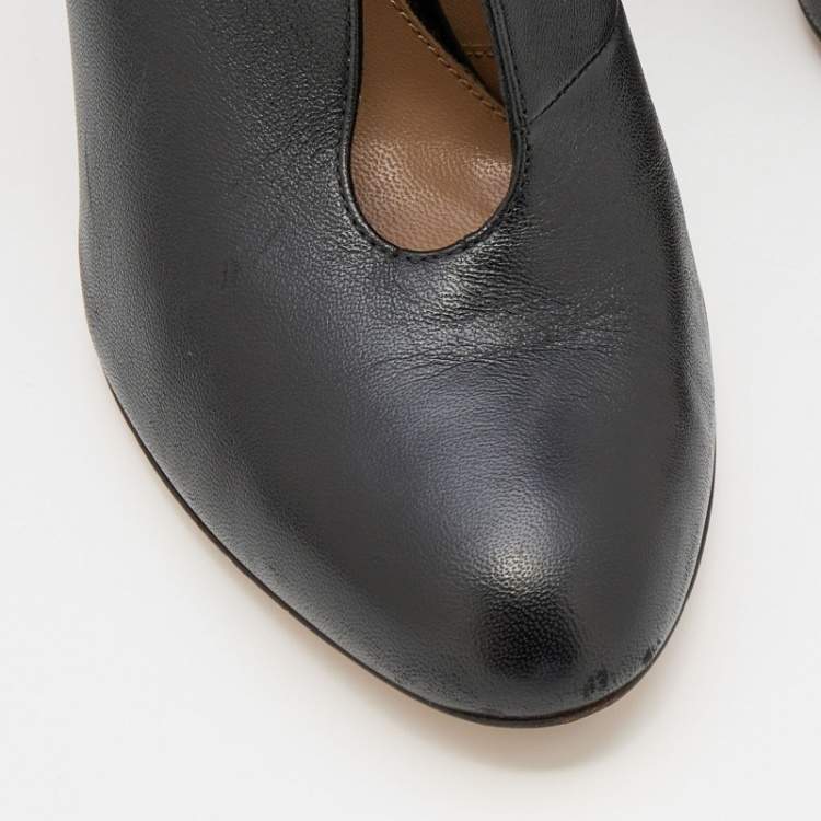 Pre Owned Gianvito Rossi Black Leather Vamp Round Toe Booties Size 38