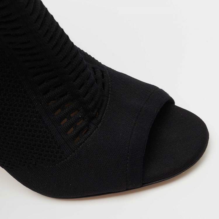 Pre Owned Gianvito Rossi Black Perforated Stretch Knit Vires Boots Size 39