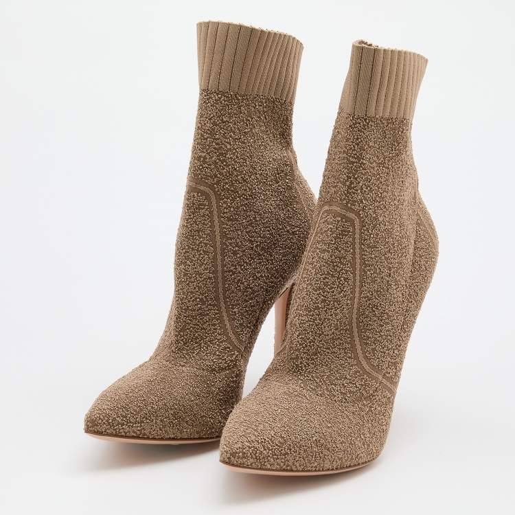 Gianvito Rossi Bisque Knit Fabric Bouclé Katie Ankle Boots Size 37 Gianvito  Rossi | TLC