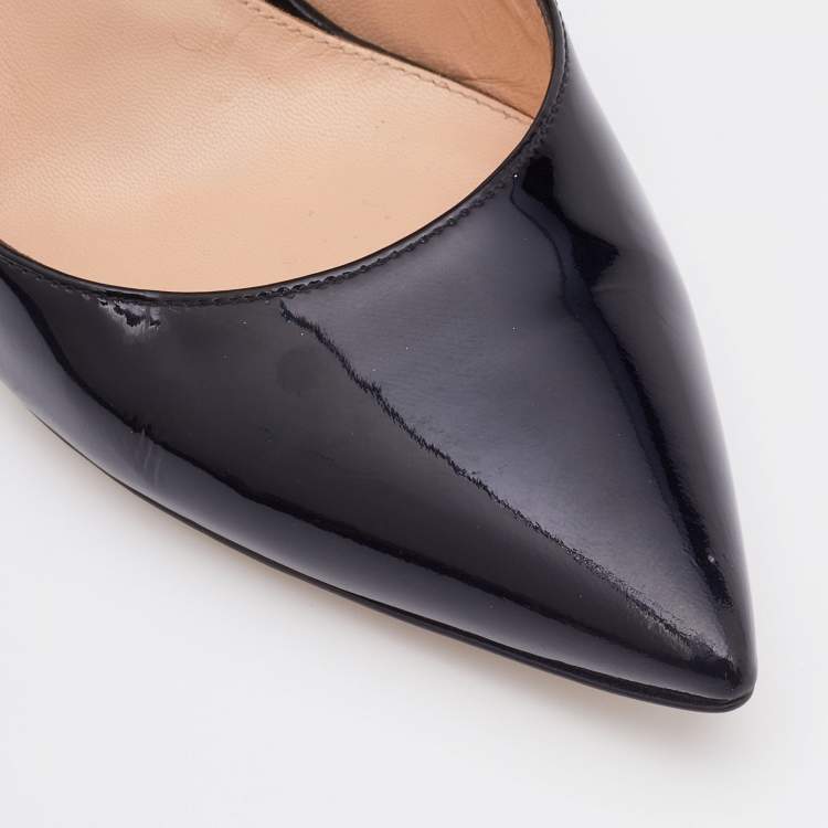 مملوكة مسبقًا Gianvito Rossi Black Patent Leather Pointed Toe Pumps Size 38