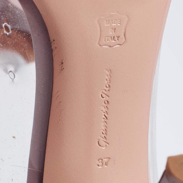 Pre Owned Gianvito Rossi Pink Leather and PVC Plexi Pointed Toe Pumps Size 37