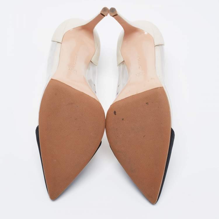 Pre Owned Gianvito Rossi White/Black PVC and Leather Plexi Pumps Size 39