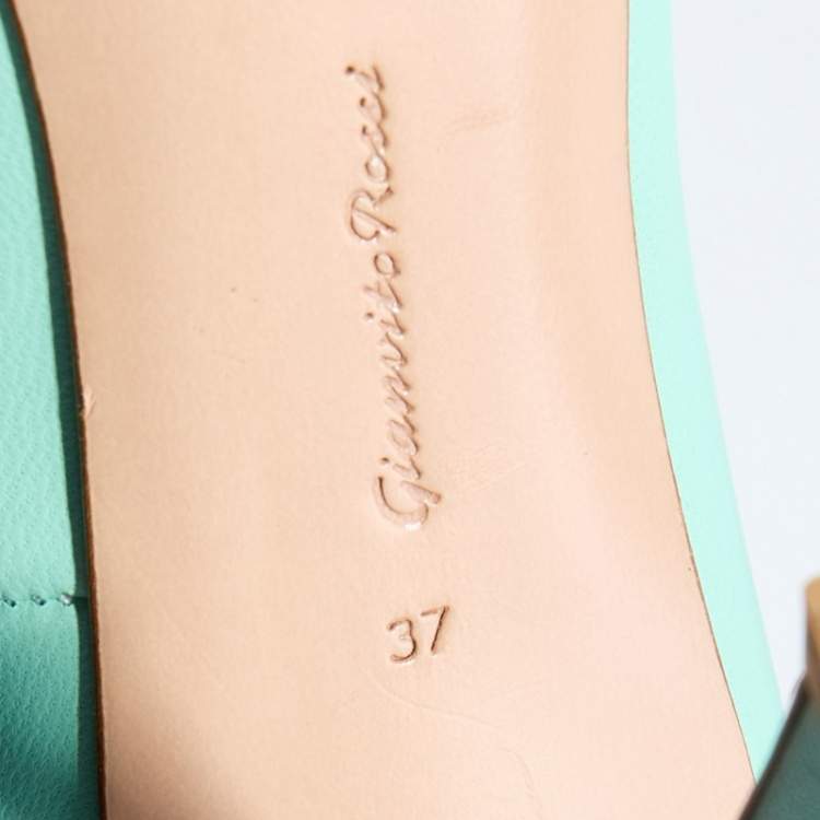 Pre Owned Gianvito Rossi Mint Green Leather Gianvito Pointed Toe Pumps Size 37