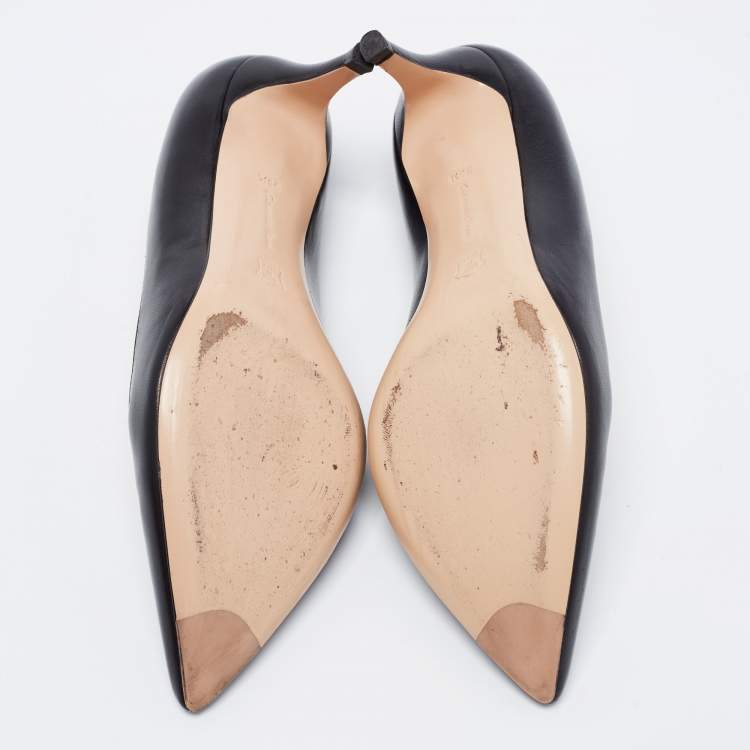 Pre Owned Gianvito Rossi Black Leather Pointed Toe Pumps Size 35.5