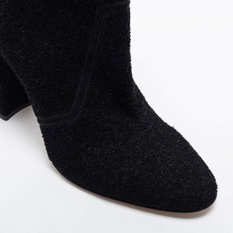 Pre Owned Gianvito Rossi Black Knit Fabric Sock Ankle Length Boots Size 40