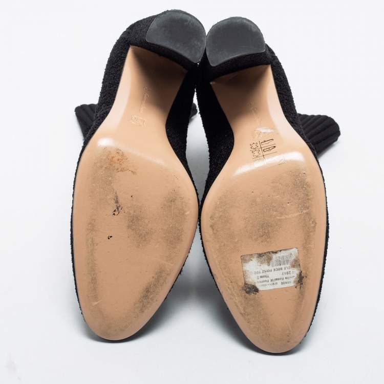 Pre Owned Gianvito Rossi Black Knit Fabric Sock Ankle Length Boots Size 40