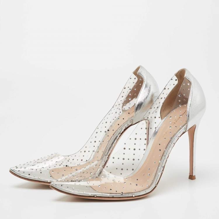 Gianvito rossi store silver plexi pumps