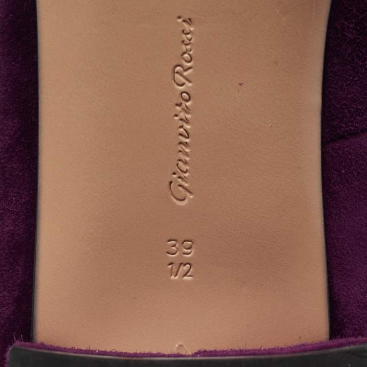 Pre Owned Gianvito Rossi Purple Suede Ankle Wrap Pumps Size 39.5