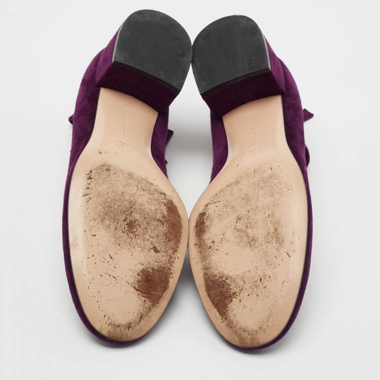 Pre Owned Gianvito Rossi Purple Suede Ankle Wrap Pumps Size 39.5