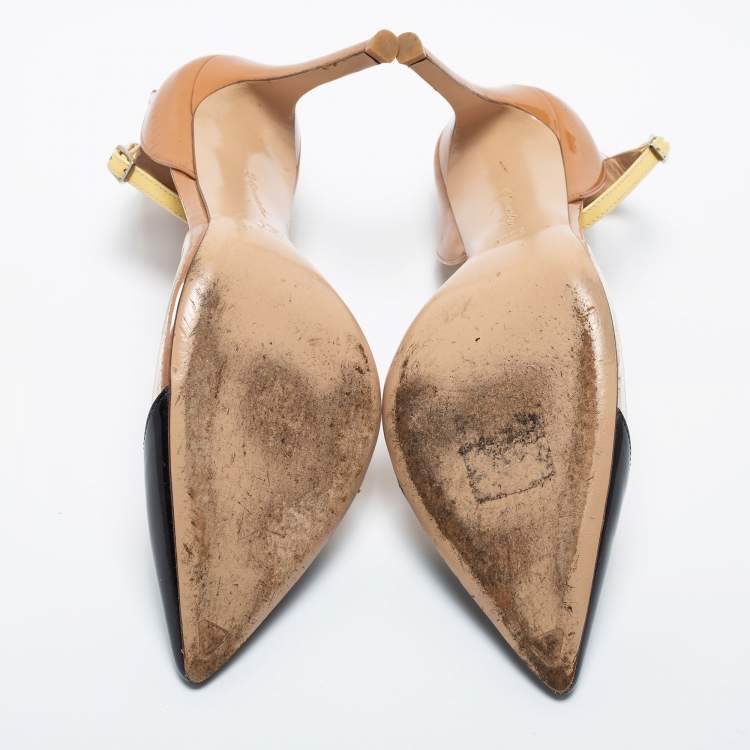 Pre Owned Gianvito Rossi Multicolor PVC and Patent leather Ankle Strap Pumps Size 37 