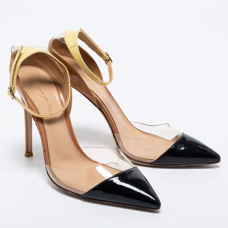 Pre Owned Gianvito Rossi Multicolor PVC and Patent leather Ankle Strap Pumps Size 37 