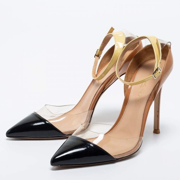 Pre Owned Gianvito Rossi Multicolor PVC and Patent leather Ankle Strap Pumps Size 37 