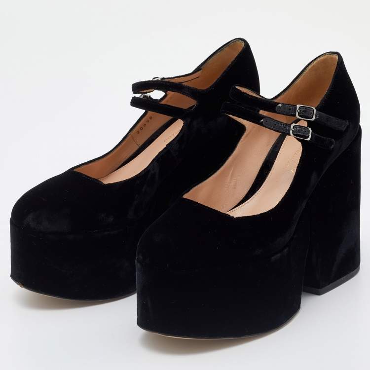 Double Buckle Mary Jane Shoes Platform Heart Chunky High Heels Twin Strap  Heels | Up2Step