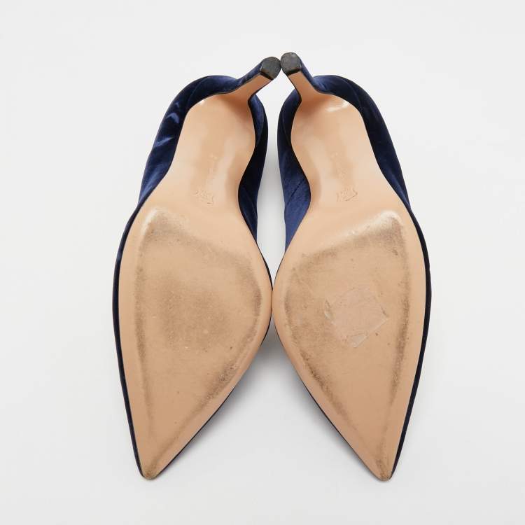 Pre Owned Gianvito Rossi Navy Blue Velvet Gianvito Pumps Size 38