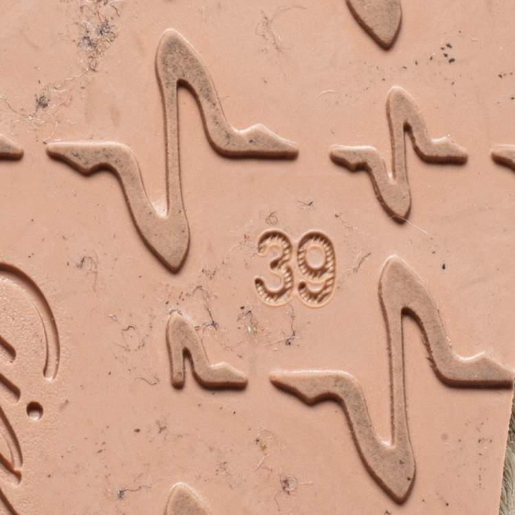 Pre Owned Gianvito Beige Leather and Mesh Espadrille Platform Slides Size 39