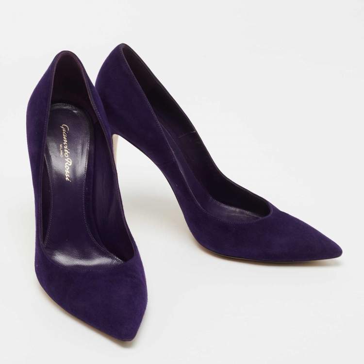 Pre Owned Gianvito Rossi Purple Suede Gianvito 105 Pumps Size 40.5