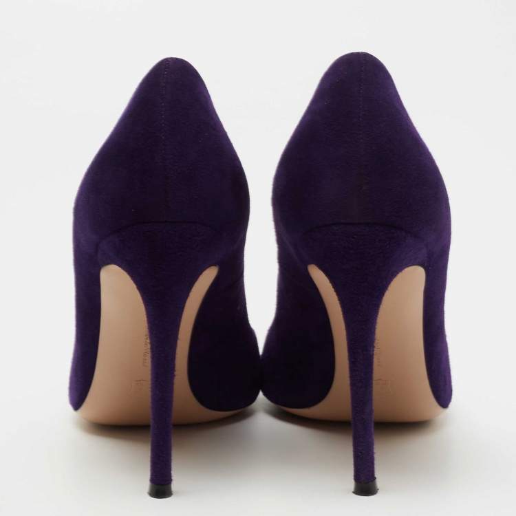Pre Owned Gianvito Rossi Purple Suede Gianvito 105 Pumps Size 40.5