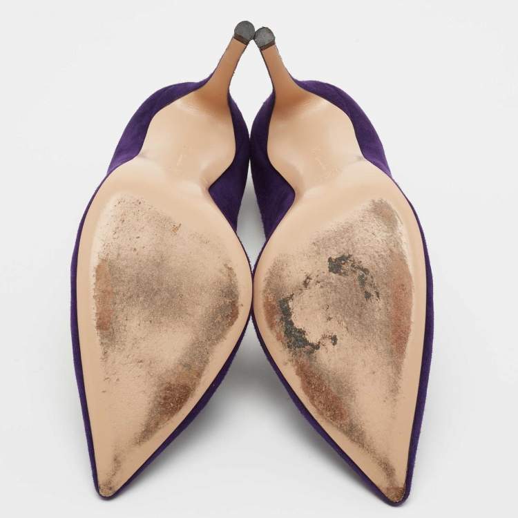 Pre Owned Gianvito Rossi Purple Suede Gianvito 105 Pumps Size 40.5