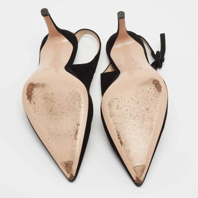 Pre Owned Gianvito Rossi Black Suede Anna Slingback Pumps Size 35