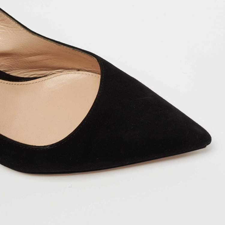 Pre Owned Gianvito Rossi Black Suede Anna Slingback Pumps Size 35