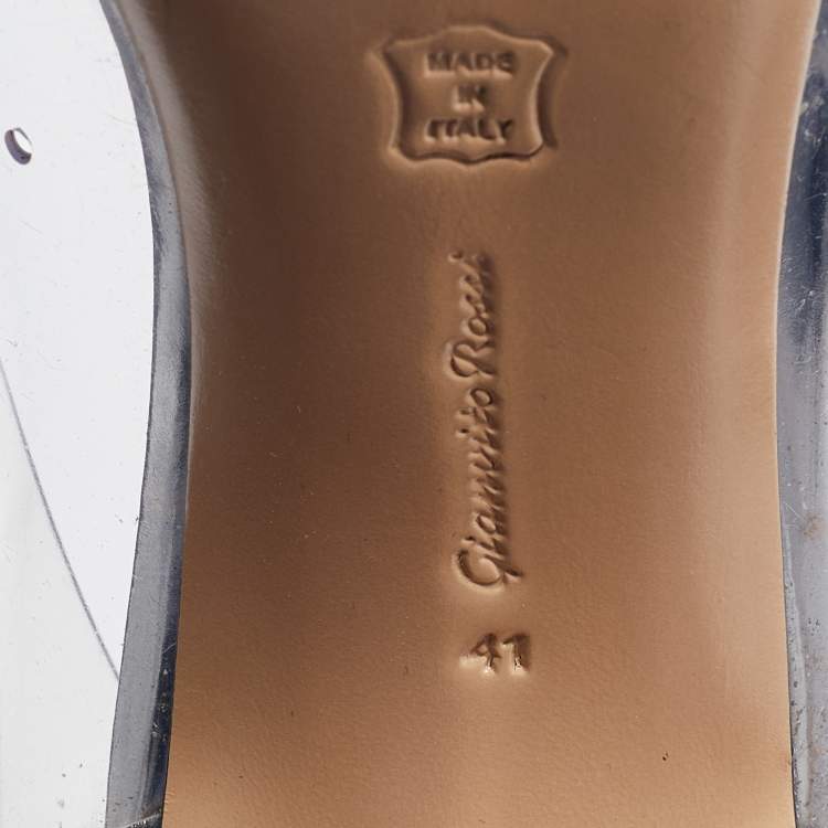 Pre Owned Gianvito Rossi Metallic Grey Leather and PVC Plexi Pointed Toe Pumps Size 41