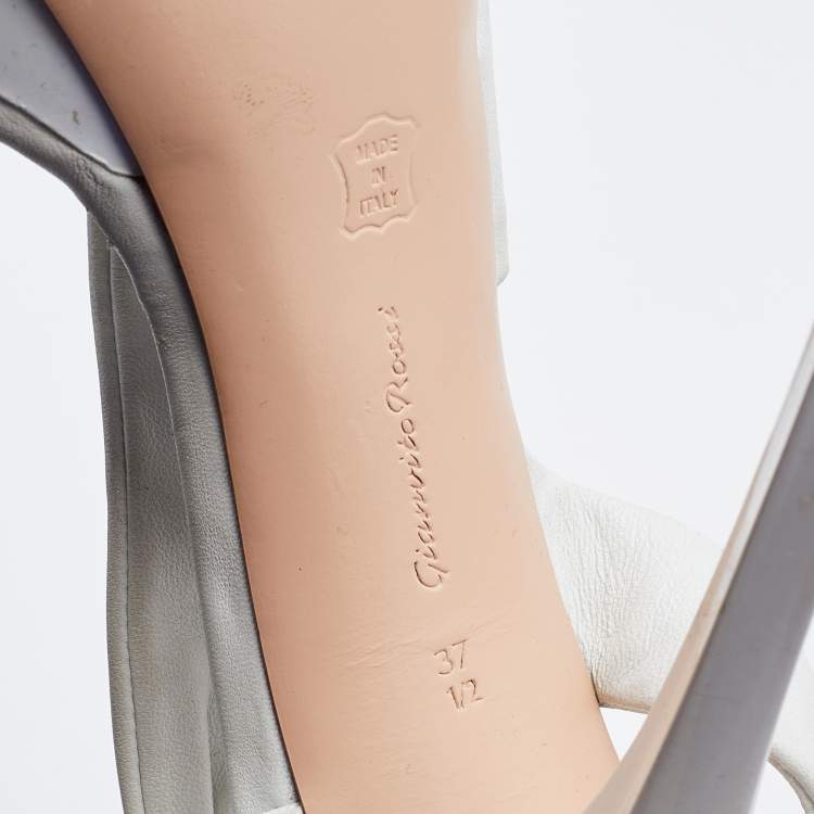 Pre Owned Gianvito Rossi White Leather Strappy Platfrom Sandals Size 37.5