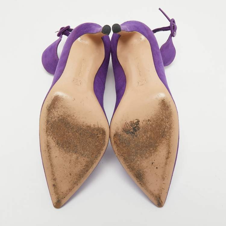 Pre Owned Gianvito Rossi Purple Suede Ankle Strap Pumps Size 38